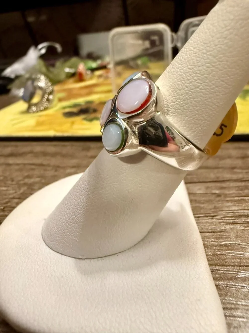 Sterling silver ring multi-stone cluster design